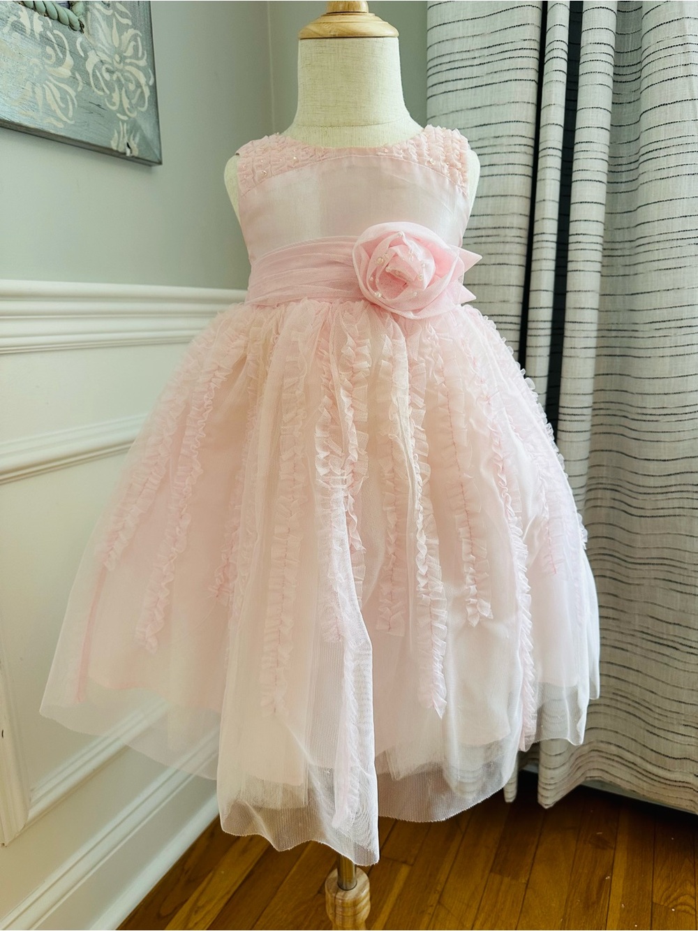 Isobella & Chloe Pale Pink Ruffle Tulle Flower Waist Dress